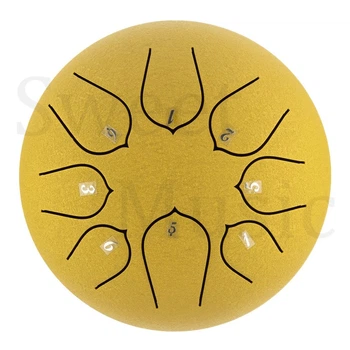 Глюкофон 6" (15см) 8 нот Hluru Huashu THD8-6 Golden Carbon Steel Tongue Drum