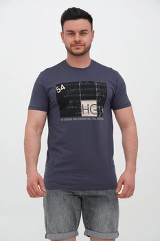 Футболка с принтом Trend Collection 5026 Антрацит+принт 2XL
