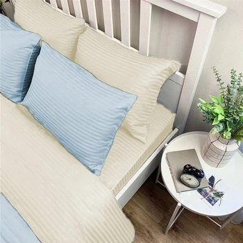 Комплект постільної білизни MirSon Полуторний Євро 160x220 см Royal Soft Stripe 30-0013 + 30-0002 Sensuous Сатин (2200008075590)