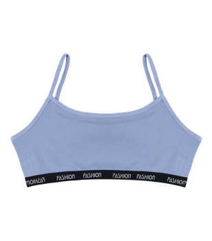 Підлітковий топ на тонких бретельках із написом FASHION - Donella - 5971PD6 - 152-158 см - Світло-блакитний