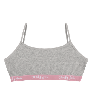 Підлітковий топ на тонких бретельках із написом Candy Girl - Donella - 5971PD7 - 146-152 см - Світло-сірий