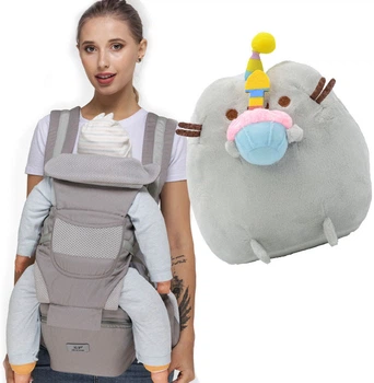 Хипсит, Эрго-рюкзак, переноска Baby Carrier 6 в 1 Серий и Пушин кэт с кексом со свечкой 15х18см(vol-9727)