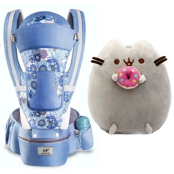 Хипсит, Эрго-рюкзак, кенгуру переноска Baby Carrier 6 в 1 синий и игрушка кот c Пончиком Пушин кэт (vol-2065)