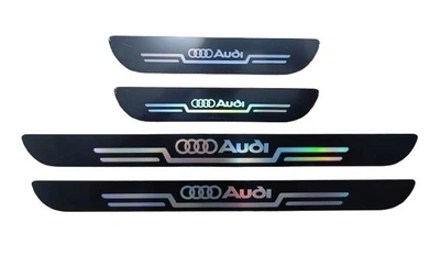 Защитные накладки на пороги для авто 4шт комплект Audi черные (ТЮН149)