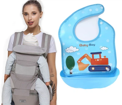 Хипсит, Эрго-рюкзак, кенгуру, переноска Baby Carrier 6в1 Серый слюнявчик-трансформер (vol-9891)