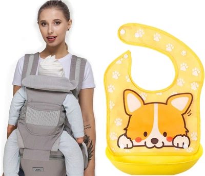 Хипсит, Эрго-рюкзак, кенгуру, переноска Baby Carrier 6в1 Серый слюнявчик-трансформер (vol-9899)