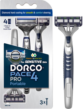 Бритва одноразова Dorco Pace 4 Portable для чоловіків з 4 лезами 3 шт (8801038598253)