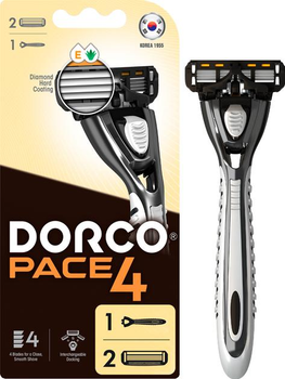 Бритва системна для чоловіків Dorco PACE4 з 2 картриджами 4 леза