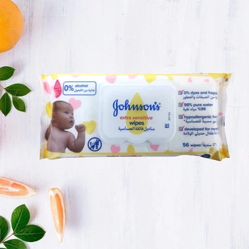 Дитячі вологі серветки Johnson's Extra Sensitive 56шт