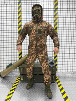 Тактический костюм SoftShell 5 в 1 куртка, штаны, флисовая кофта, шапка, баф Пиксель XXL