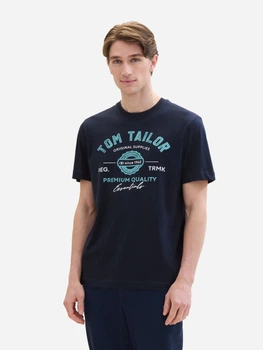 Футболка хлопковая мужская Tom Tailor 1037735-10302 M Темно-синяя (4067672616744)