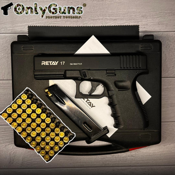Стартовый пистолет Retay Glock 17, Retay G17, Cигнальный пистолет под холостой патрон 9мм
