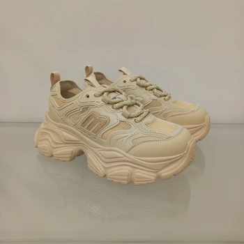 Кроссовки с сеткой на высокой платформе ALLSY 5230-3 38 бежевые