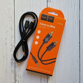 Аудио кабель Hoco UPA28 AUX 3.5mm to 2RCA 1.5m (miniJack-тюльпан) Черный