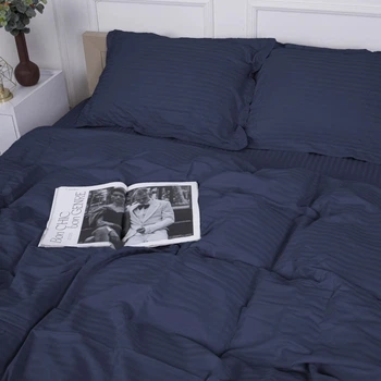 Наволочка с ушками MirSon Satin Stripe 30-0020 Smoky Blue 70x70 см (2200005255452)