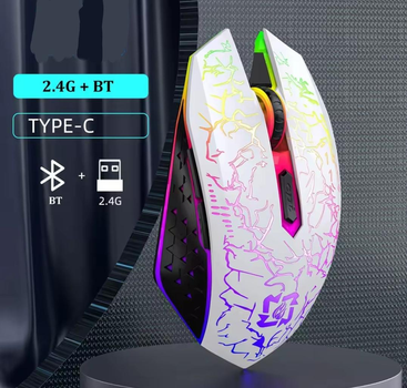 Бездротова ігрова миша GAME MOUSE RGB Bluetooth + 2.4G на акумуляторі біла