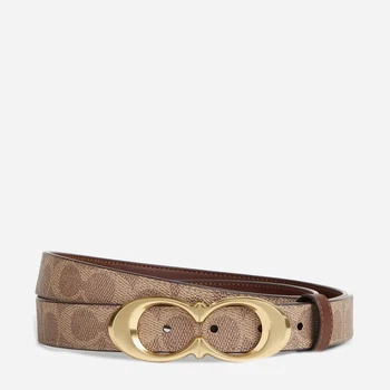 Ремень женский из натуральной кожи Coach Signature Buckle Belt blt-9 99 см Коричневый (889532138869)