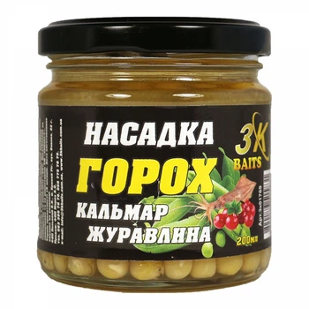 Насадка 3KBaits Горох Premium Кальмар-Журавлина 200мл (3к01769)