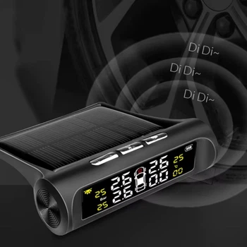Автомобільна система контролю тиску / температури в шинах TPMS Presion датчик тиску коліс для машини із сонячною підзарядкою, 9.5х8.1 см, чорний (103595645)