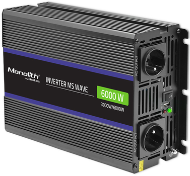Автомобільний інвертор Qoltec Monolith 6000 MS Wave 3000 Вт/6000 Вт, 12 В на 230 В (955555906311087) - Уцінка