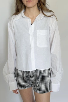 Льняная рубашка укороченная onesize Premium Linen Apmi белый