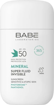 Солнцезащитный минеральный флюид BABE Laboratorios Mineral Super Fluid Invisible SPF 50 для чувствительной и атопической кожи 50 мл (8436571632463)