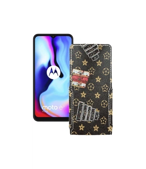 Чохол-флип з екошкіри для телефону Motorola Moto E7 Plus Луі-Вітон-коричневий
