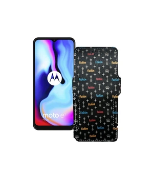 Чохол-книжка з екошкіри для телефону Motorola Moto E7 Plus Фешн чорний