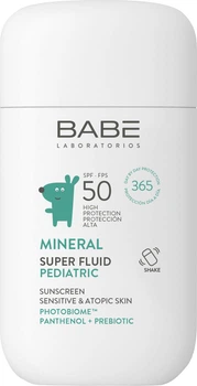 Дитячий сонцезахисний мінеральний флюїд BABE Laboratorios Mineral Super Fluid Pediatric SPF 50 З пантенолом та пребіотиком 50 мл (8436571632500)