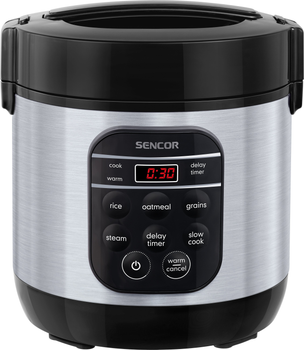 Багатофункціональна рисоварка Sencor SRM0650SS 350 Вт електронне управління 0.6 л, 5 програм Сріблястий