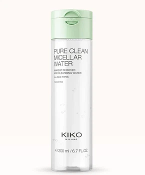 Мицеллярная вода для снятия макияжа с лица, контура глаз и губ Kiko Milano new pure clean micellar water 200ml