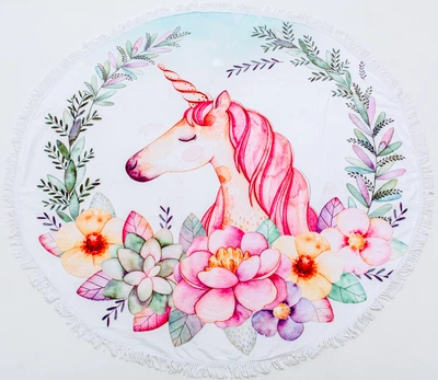 Пляжний рушник MirSon №5063 Summer Time Unicorn girl 150x150 см