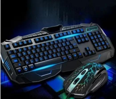 Клавиатура и мышка Atlanfa V-100P Игровой комплект проводная клавиатура с 3-мя подсветками