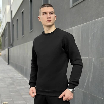 Світшот чоловічий 007 Pobedov на флісі XL чорний (24322)