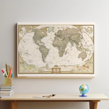 Интерьерная картина Географическая карта мира (англ), World Map, 75×106 см (id1208)