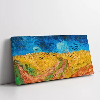 Інтер'єрна картина Пшеничне поле з круками, Вінсент ван Гог, Vincent van Gogh, Wheatfield, 29×60 см (id6659)