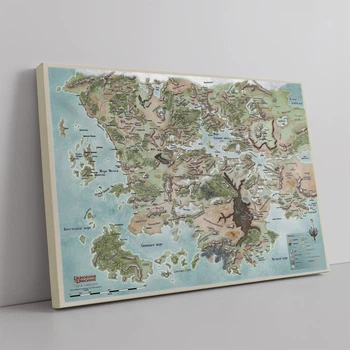 Интерьерная картина Карта Фаэруна (рус), Забытые Королевства, Dungeon&Dragons, Faerun, 60×85 см (id3082)