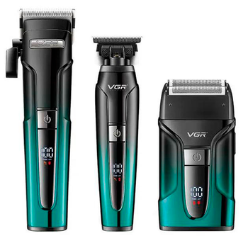 Набор VGR 3 в 1 V-694 BLUE аккумуляторная машинка для стрижки, триммер и электробритва