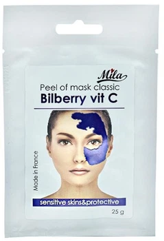 Альгинатная маска Черника и витамин С - омоложение, укрепление сосудов / Bilberry mask, ТМ Mila, Франция, 25 г