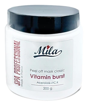 Альгинатная маска Витаминная, ацерола - омоложение / Mask classic vitamin burst powder, ТМ Mila, Франция, 200г