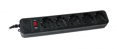 Фильтр сетевой Maxxter SPM5-G-6B, 5 розеток, черный 1,8м (с предохранителем)