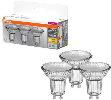 Набір світлодіодних ламп OSRAM BASE PAR16 50 36° 4.3 W 2700 K GU10 3 шт. (4058075818392)