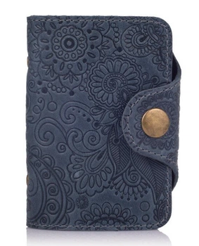 Картхолдер из кожи синий HiArt Mehendi Art CH-03-S18-4417-T005