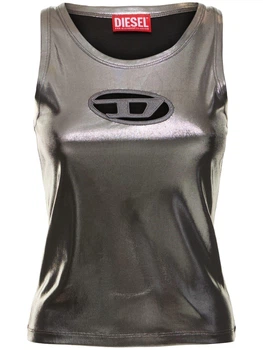 Женская майка DIESEL T-Lynys sleeveless logo top Размер M Серебристый
