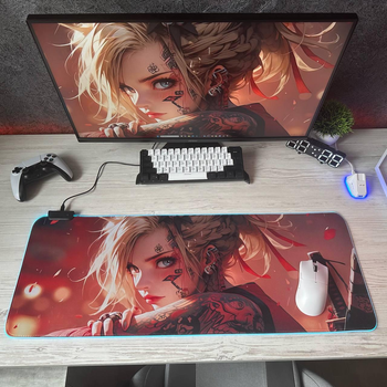 Коврик с подсветкой для мыши и клавиатуры YL RGB07 с аниме принтом 80х30 см игровая поверхность Speed