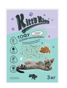 Наповнювач для котячого туалету Kitty Kiss Tofu соєвий тофу з ароматом лаванди 3 кг
