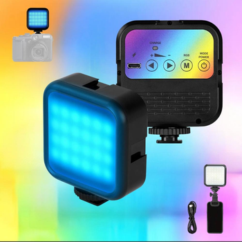 Акумуляторне відеосвітло накамерне RGB світлодіодна кольорова міні лампа з прищіпкою для фото та відео освітлення для зйомки на телефон фотоапарат UKC WL-R1