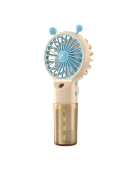 Мини вентилятор портативный ручной с увлажнителем аккумуляторный Spray Mini Fan Handheld Желтый с голубым