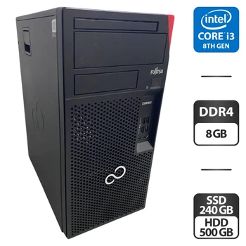 Компьютер Fujitsu Esprimo P558 E85 Tower / Intel Core i3-8100 (4 ядер по 3.6 GHz) / 8 GB DDR4 / 240 GB SSD + 500 GB HDD / Intel UHD Graphics 630 б/у