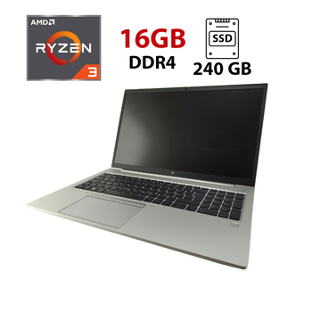 Ультрабук HP EliteBook 855 G7 / 15.6" (1920x1080) IPS / Ryzen 3 Pro 4450U (4 (8) ядра по 2.4 - 3.7 GHz) / 16 GB DDR4 / 240 GB SSD / AMD Radeon Graphics / WebCam б/у